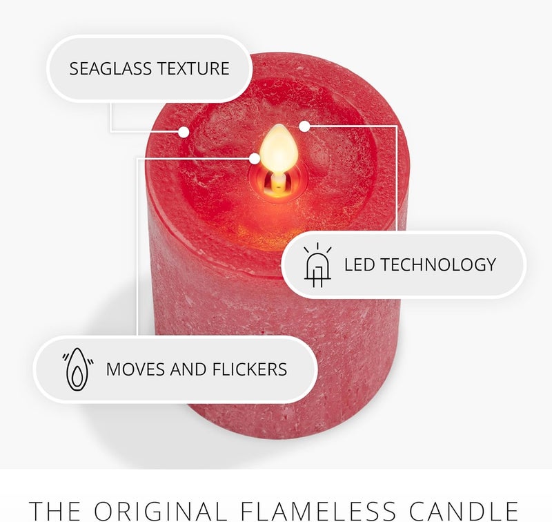 LUMINARA Red White & Blue Americana Pillar Trio - Set of 3 Flickering Flameless Wax Candles - Battery Operated LED Real Flame Illumination for Patriotic Holiday Decor - Timer - Remote Sold Separately - Image 3